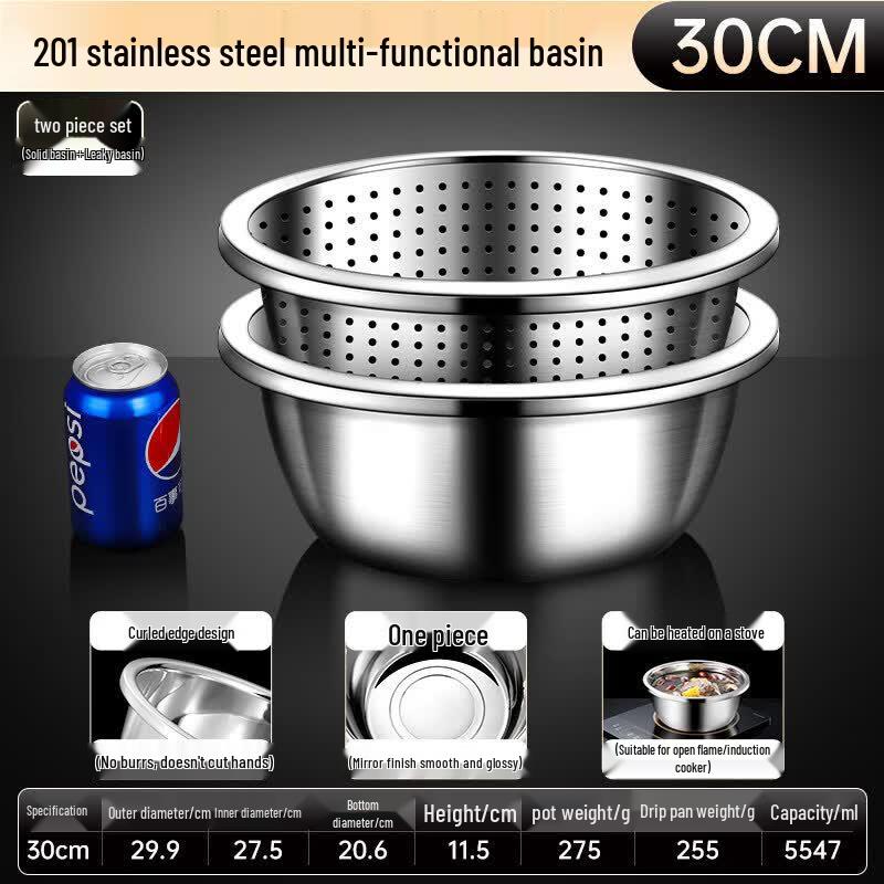 Qiwei Extra-Thick 304 Stainless Steel Food-Grade Mixing Bowl