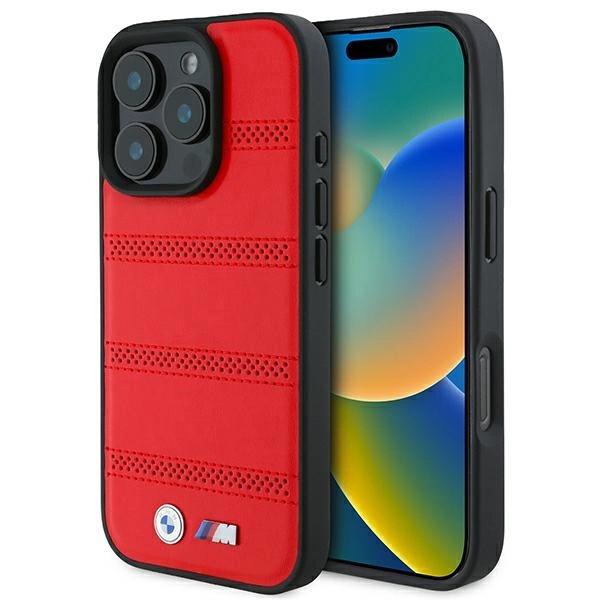 Bmw Bmhmp16L23Puspr Iphone 16 Pro 6.3 Czerwony/Red Hardcase M Perforated And Stitched Line Magsafe