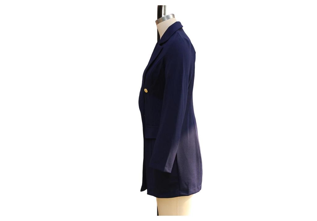 European and American Solid Color Double-Breasted Lapel Coat Dress - Autumn/Winter Collection