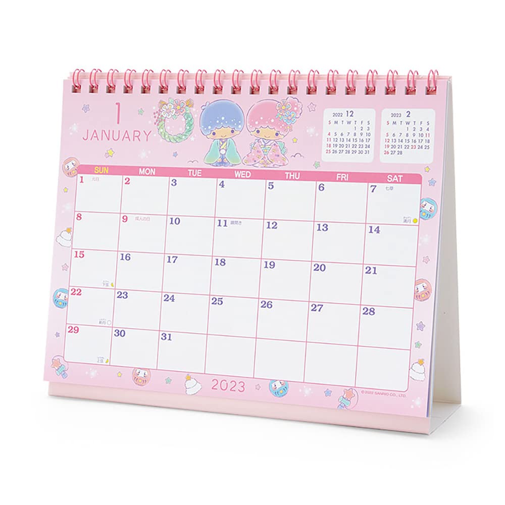 Sanrio 2023 Calendar, Little Twin Stars KikiLala, Desk Ring, 3-Month Age, Character, 202827