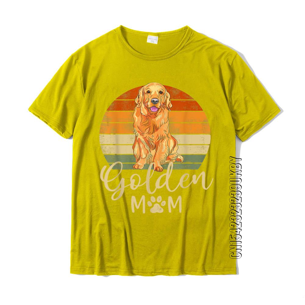 Golden Mom Retro Sunset Golden Retriever Lover Gift Dog Mama T-Shirt Top T-Shirts For Men Cotton Tops Shirts Slim Fit Family