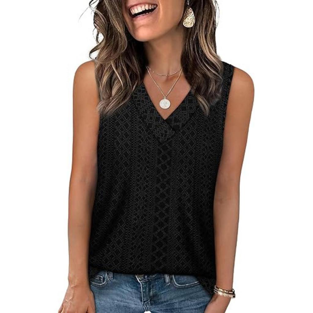 Women's Solid Color V-neck Loose Sleeveless Tank Top T-shirt  Spring Summer New Arrival, Leisure Leisure Trade for Europe America