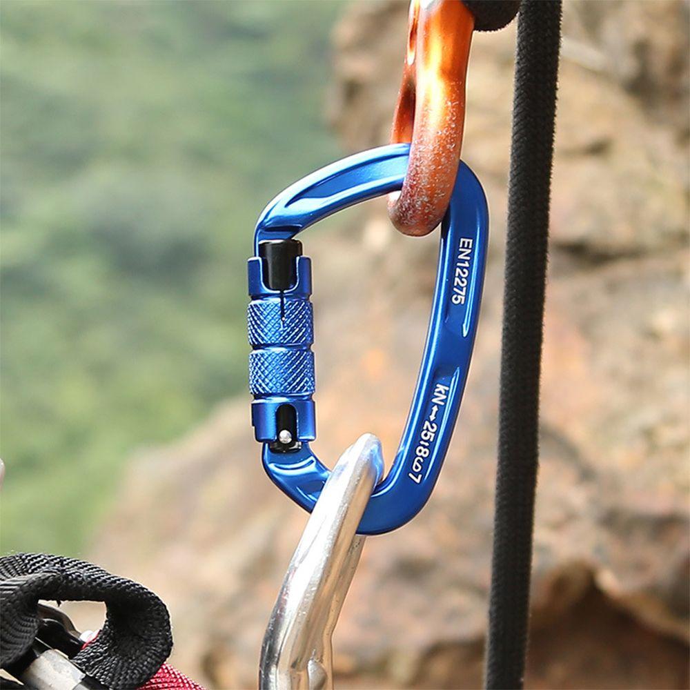 12KN Outdoor Automatic Lock Buckle D Shaped Carabiner Clasp Keyring Clip Sports Rope Buckle Water Cup Buckle Climbing Tools