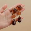 Vintage Brown Acrylic Water Drop Earrings For Women Girls Fashion Metal Round Geometric Dangle Earrings Wedding Jewlery Gifts