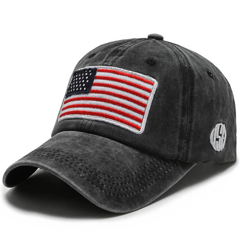 USA Flag Embroidery Baseball Cap Washed Distressed Sports Hat Adjustable Sunscreen Dad Hats For Women Men