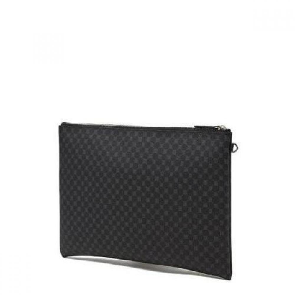 Daks Black Leather Dd Logo Pattern Large Clutch Bag Dbba2f466bk