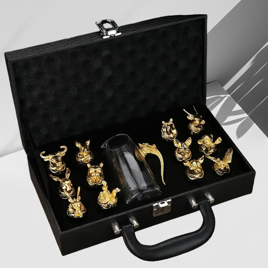 Set di Calici da Vino Animali dello Zodiaco - Classici Calici Regalo di Capodanno per la Casa, Set da Vino Bianco One-Bite
