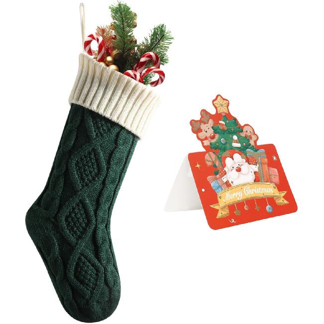 Meioro 18Inches Large Christmas Stockings, Large Cable Knitted Xmas Stocking, Color-Contrast Christmas Stocking for Fireplace Family Holiday Party