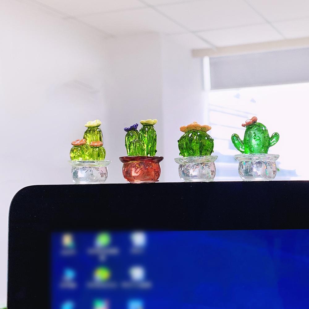 Simulation Cactus Car Rearview Mirror Ornament Transparent Resin Craft Tv Computer Decoration