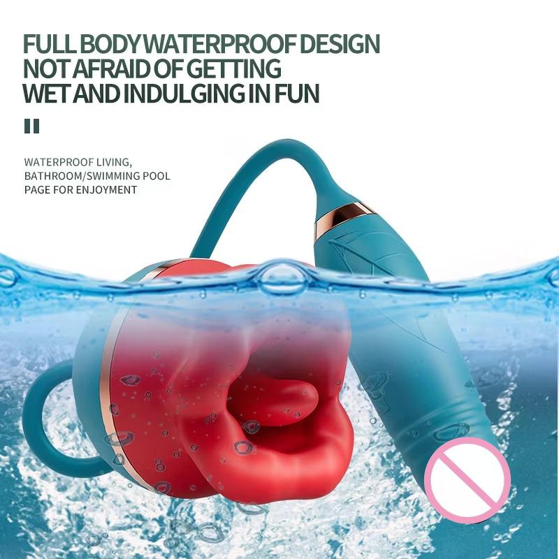 ויברטור 2 ב-1 ליקוק לשון, גירוי קליטורלי ופטמות, ניתן להחדרה, גירוי נקודת G וגירוי נרתיקי, מאריך, מאסטורבטור לנשים, צעצוע מין למבוגרים