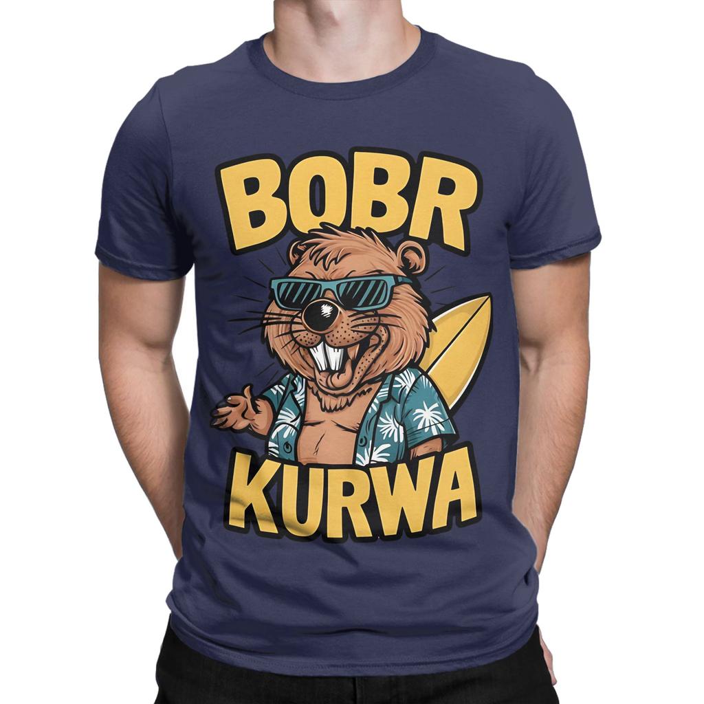 BOBR KURWA Funny Epic Beaver Meme Hawaii Funny Graphic 100 Cotton TShirt Bobr Kurwa Tees Tops For Unisex