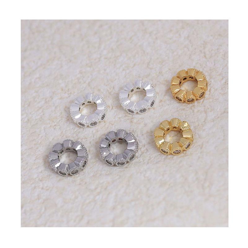 18K Gold-Filled Zircon Lace Spacer for DIY Jewelry - Large-Hole Beaded Bracelet Accessories