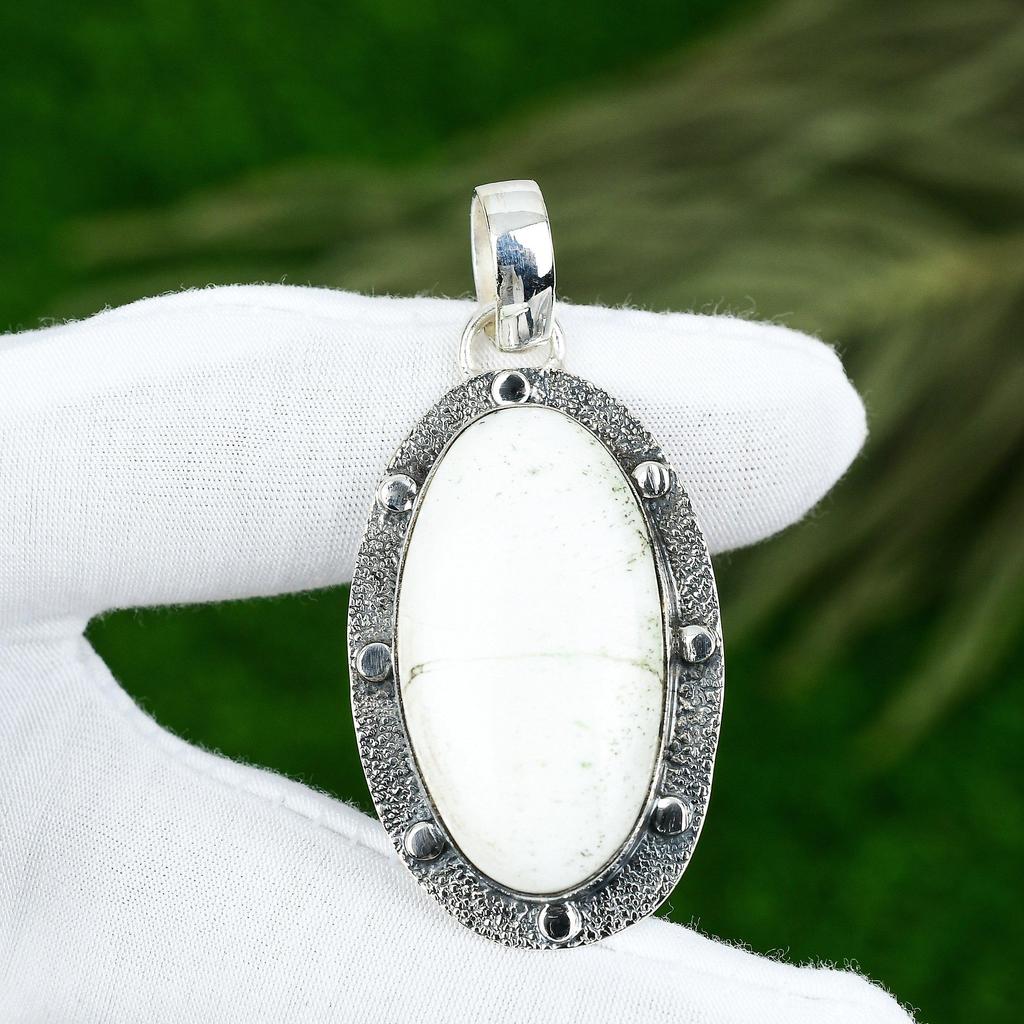 Mothers day Deal Oval Scolecite Gemstone Artisan Wife Pendant Jewelry 925 Silver