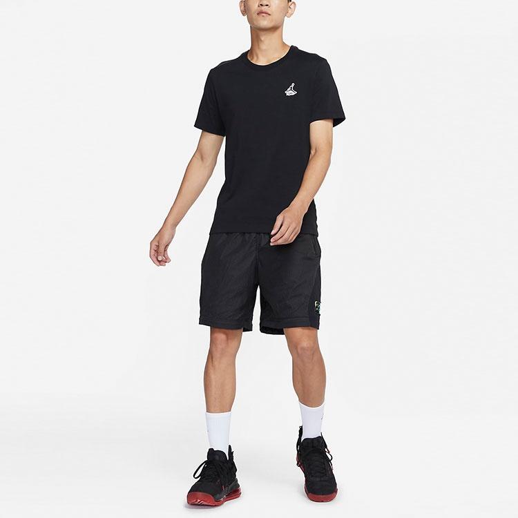 Men's Air Jordan Printing Short Sleeve Casual Embroidered Short Sleeve Black T-Shirt DH3613-010