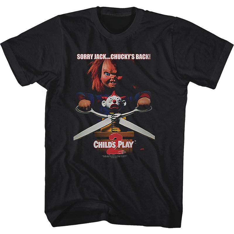 Y2k 1988s Childs Play Movie The Haunted Doll A Classic Retro Shortsleeved Tshirt Featuring A Terrifying Man