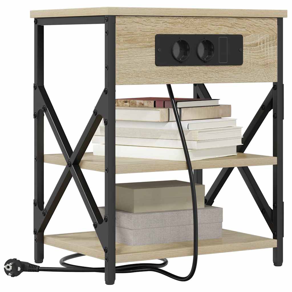 Nightstand with Shelf Sonoma Oak 41 x 31 x 51 cm Wood Based Material