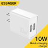 Essager 10 W Us ორმაგი USB დამტენის ადაპტერი სწრაფი დამუხტვა Iphone 14 13 Pro Max Xiaomi Huawei პორტატული მობილური ტელეფონის სამოგზაურო დატენვა