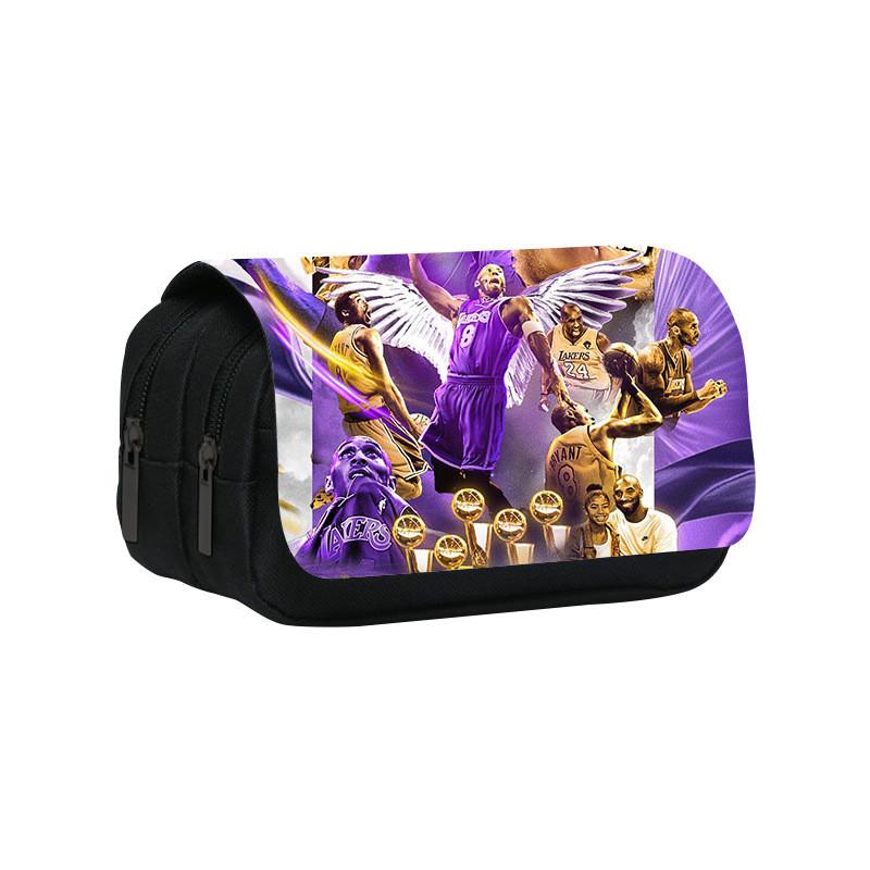 Kobe Bryant Double Layer Pencil Case With Nylon Material For Students And Nba Fans