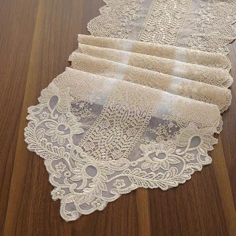 

Ткань-чехол для комода Прямоугольное кружево Шкаф для обуви Компьютерный стол Туалетный столик Флаг для стола Европейский Пылезащитный чехол для комода Полотенце 30*120CM бежевый