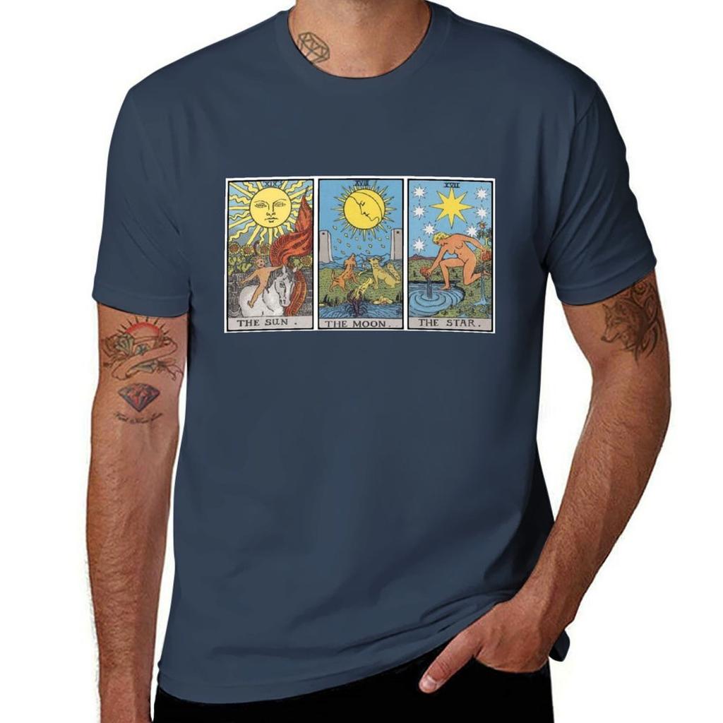 Sun Moon Star Tarot T-Shirt t shirts for man pack cotton t shirt personalised T-Shirt