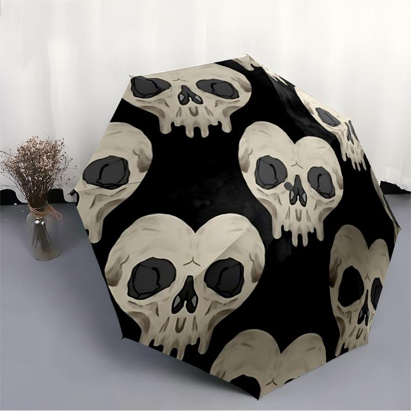 1pc Skull Pattern Automatic Open/Close Umbrella Compact Folding Umbrella, All-Season Portable Umbrella for Women/Men F1124273