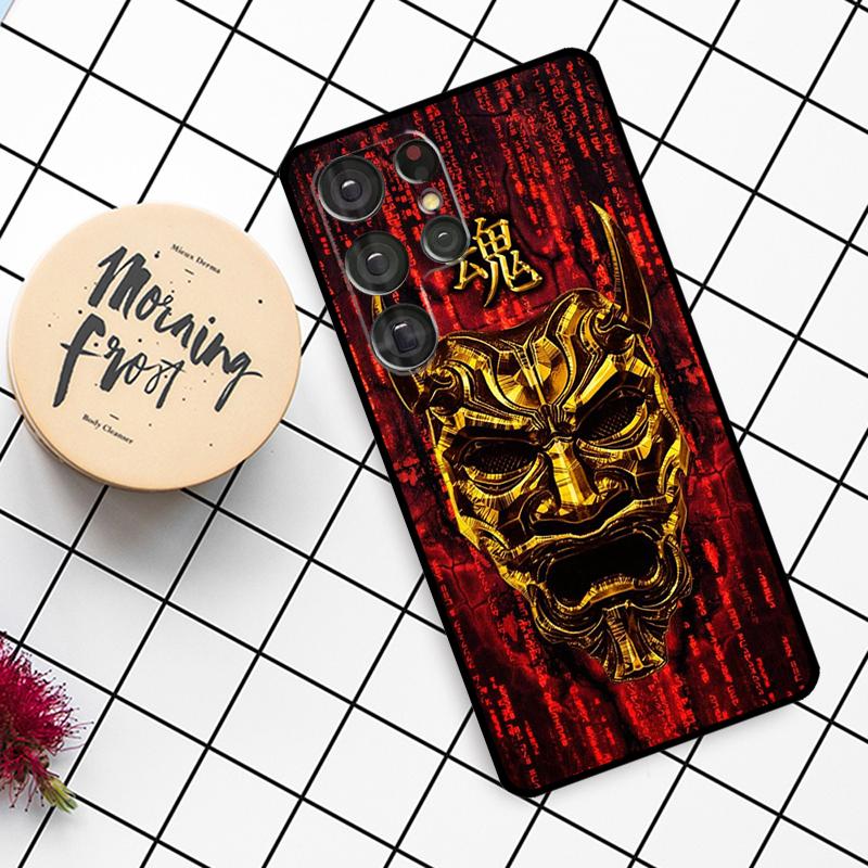 Samurai Oni Mask Case For Samsung Galaxy S24 FE S21 S22 S23 S25 Ultra S9 S10 Plus S20 FE S25 FE Phone Cover