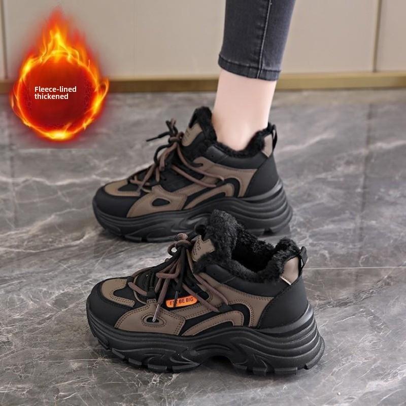 

Мода Мода Массивные кроссовки для женщин Средний верх Зима Папа Платформа Меховая подкладка Теплые Повседневные Для ходьбы Клиновидные Спортивные Теннисные 40 чёрный