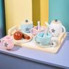 Wooden Afternoon Tea Set Toy Pretend Play Food Learning Role Play Game Early Educational Toys for Toddlers Girls Boys Kids Gifts
