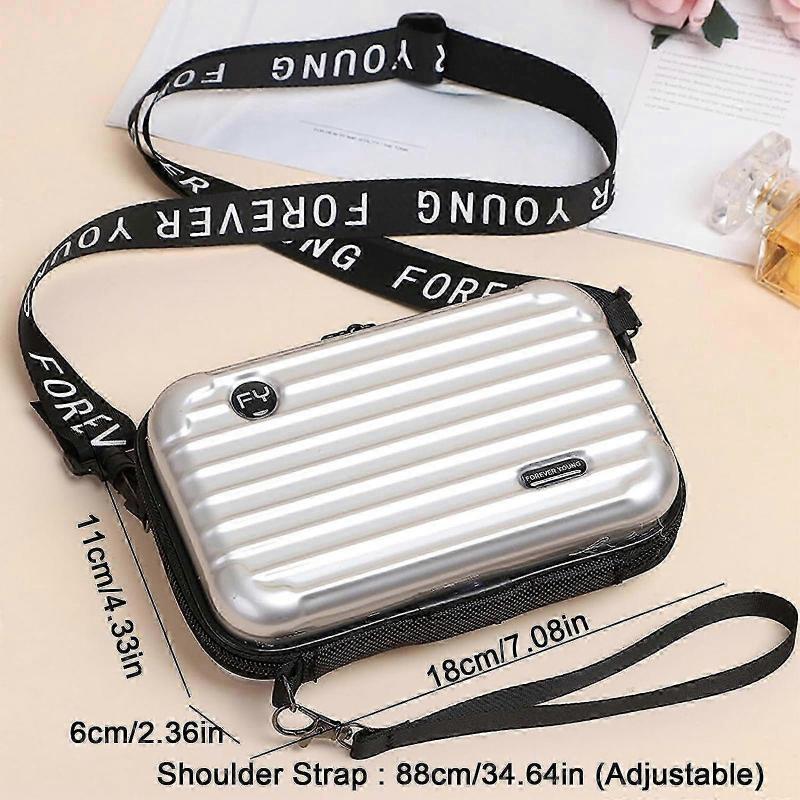 2025 New Mini Suitcase Bag for Women Mini Suitcase Crossbody Handbag with Shoulder and Hand Straps Cosmetic Bag
