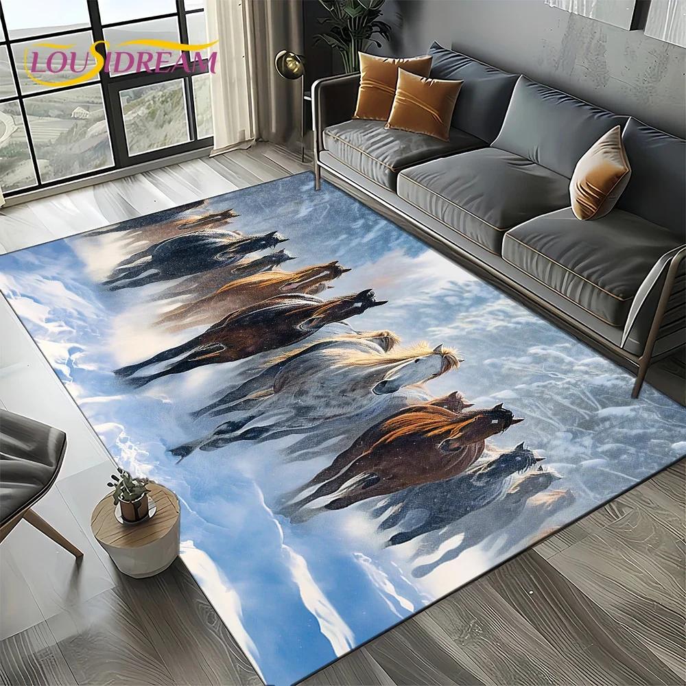 27 Style New Horse Pentium Gallant Steed 3D Animal Carpet Rug for Living Room Bedroom Home Sofa,Kid Area Rug Non-slip Floor Mat