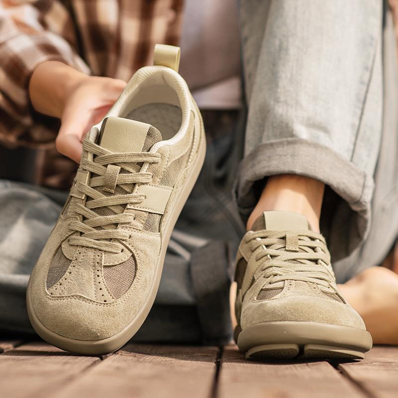 Spring New Men'S Casual Shoes Solid Color Leather Upper Breathable Mesh Non Slip Sole Casual Daily Wear 39-44