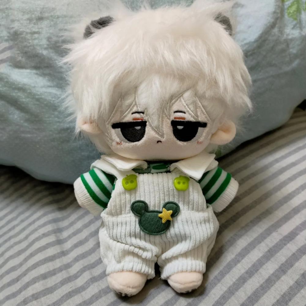 1 set Striped T-shirt 20cm Cotton Doll Clothes Strap Pants Plush Doll Clothes Doll Accessories