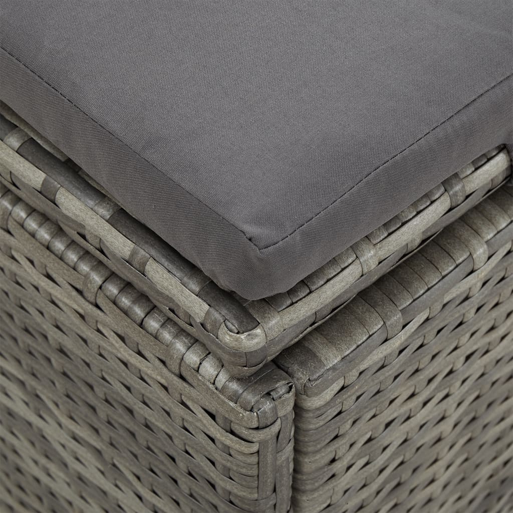 Sun Lounger with Cushions Poly Rattan Dark Grey
