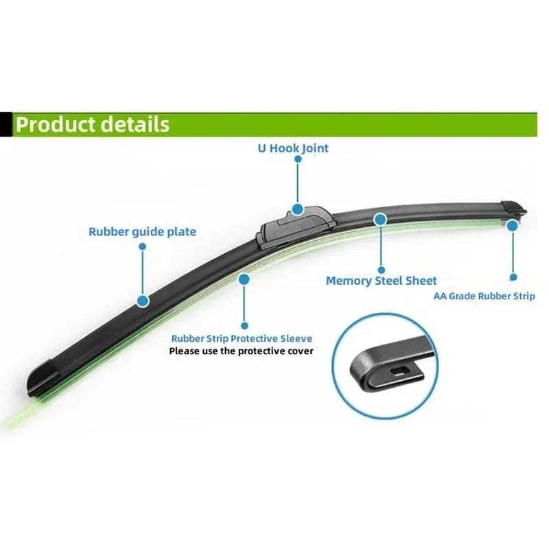 1/2PCS Car Wiper Mute Car Front Windshield Wiper Soft Double Rubber Strip Windshield Windscreen Wipers Accessory