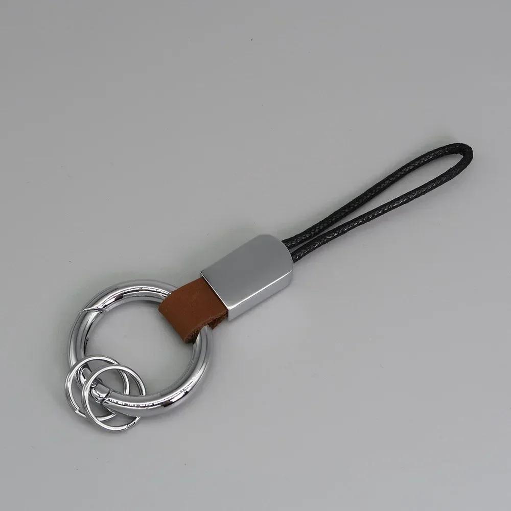 

Custom Name Metal Keychain Suede Leather Retro Personalized Key Chain Ring for Men Women Lanyard Cotton Rope Strap Keyring Gift Custom Metal