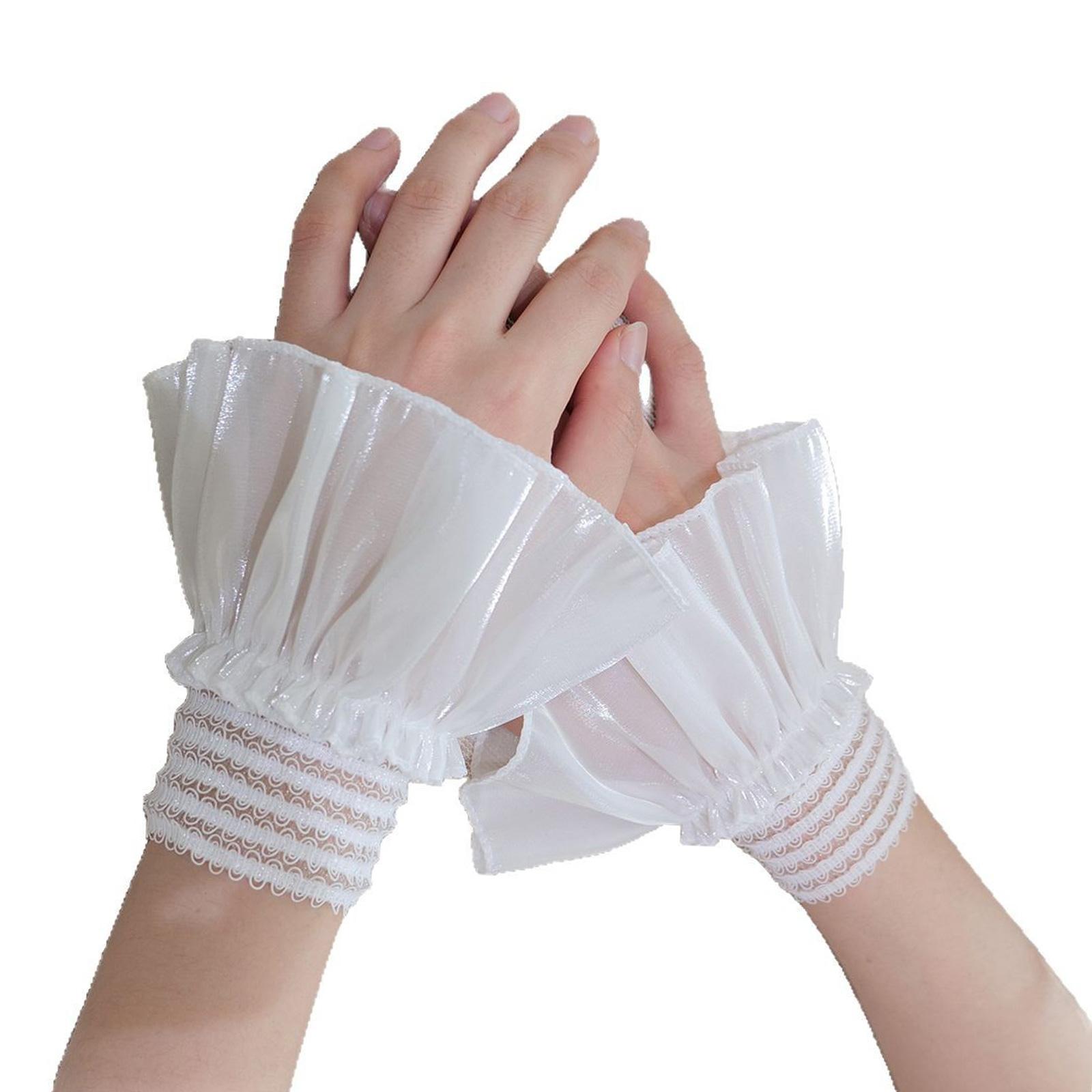 

1 пара многослойных эластичных манжет на запястье, съемные рукава для рубашки, разноцветные рукава для фотосессий ногтей и модных съемок белый