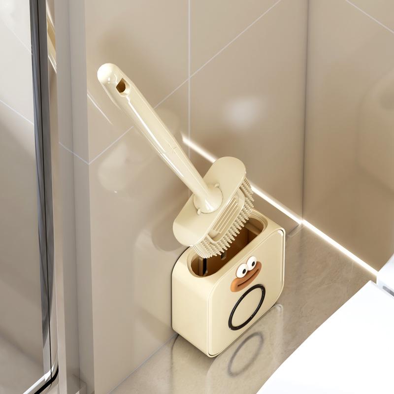 Luxury Wall-Mounted Silicone Toilet Brush Set - No Dead Angle Design