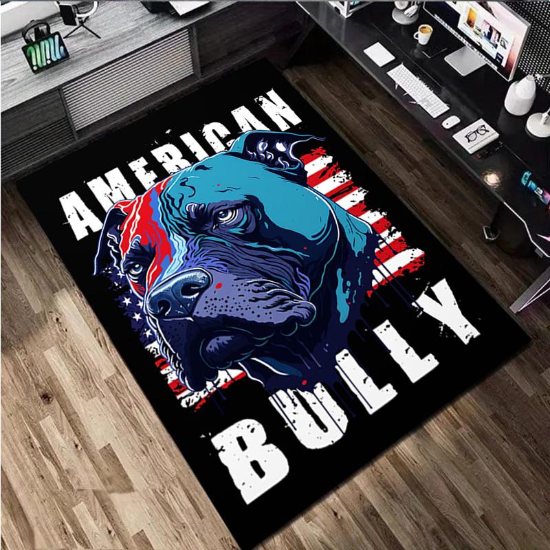 1Pc Pit Bull Print Rug - Computer Chair Area Rug Home Decoration Carpet For Living Room Bedroom Flooring Mat