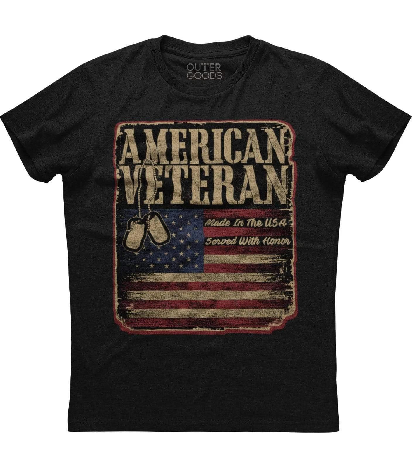 American Veteran, USA Flag Printed Men s New Patriotic Trending Black T-shirt S