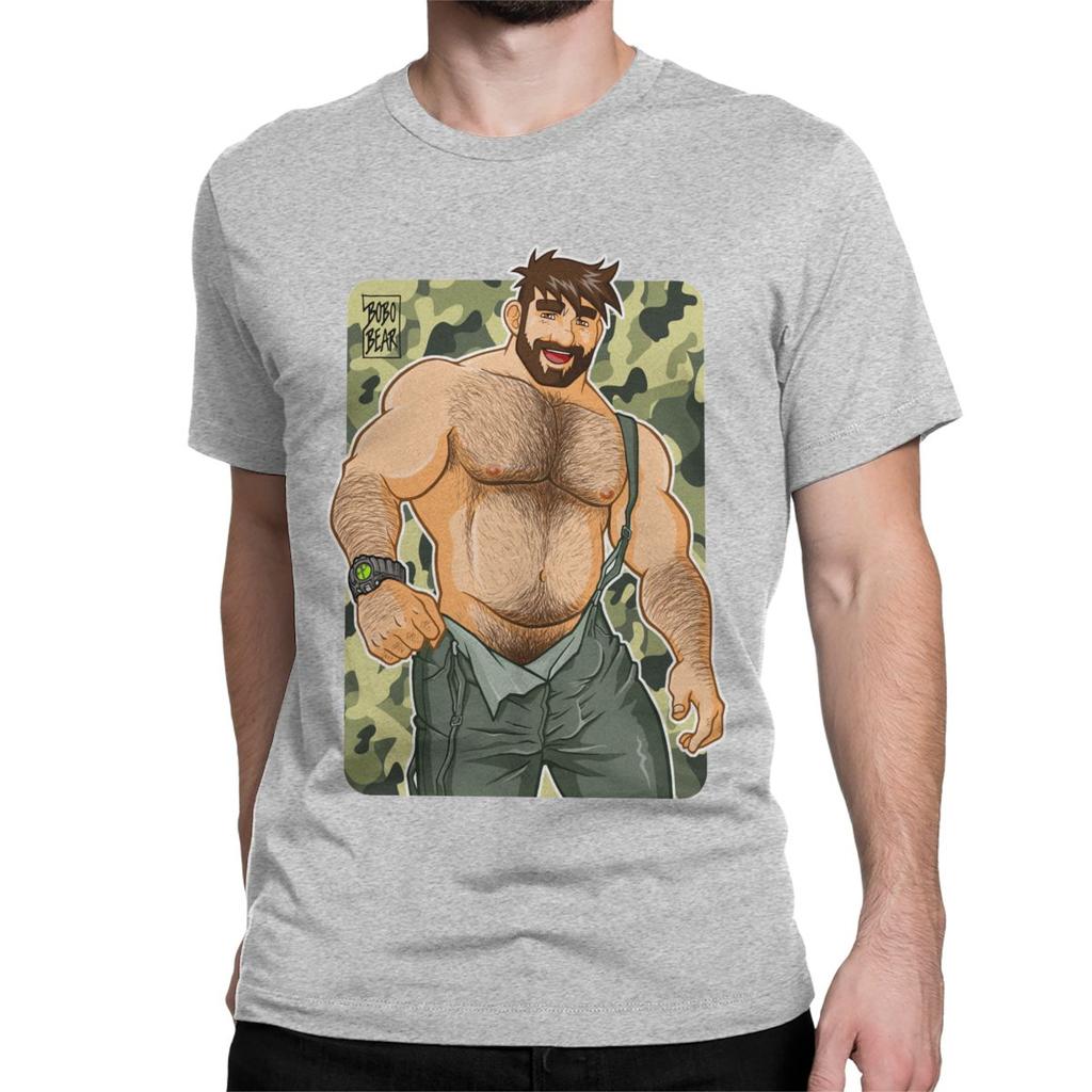 Herren Adam Likes Latzhosen Camouflage Gay Bär T-Shirt Baumwoll-Tops Neuheit Kurzarm Rundhals T-Shirt Grafik-T-Shirts