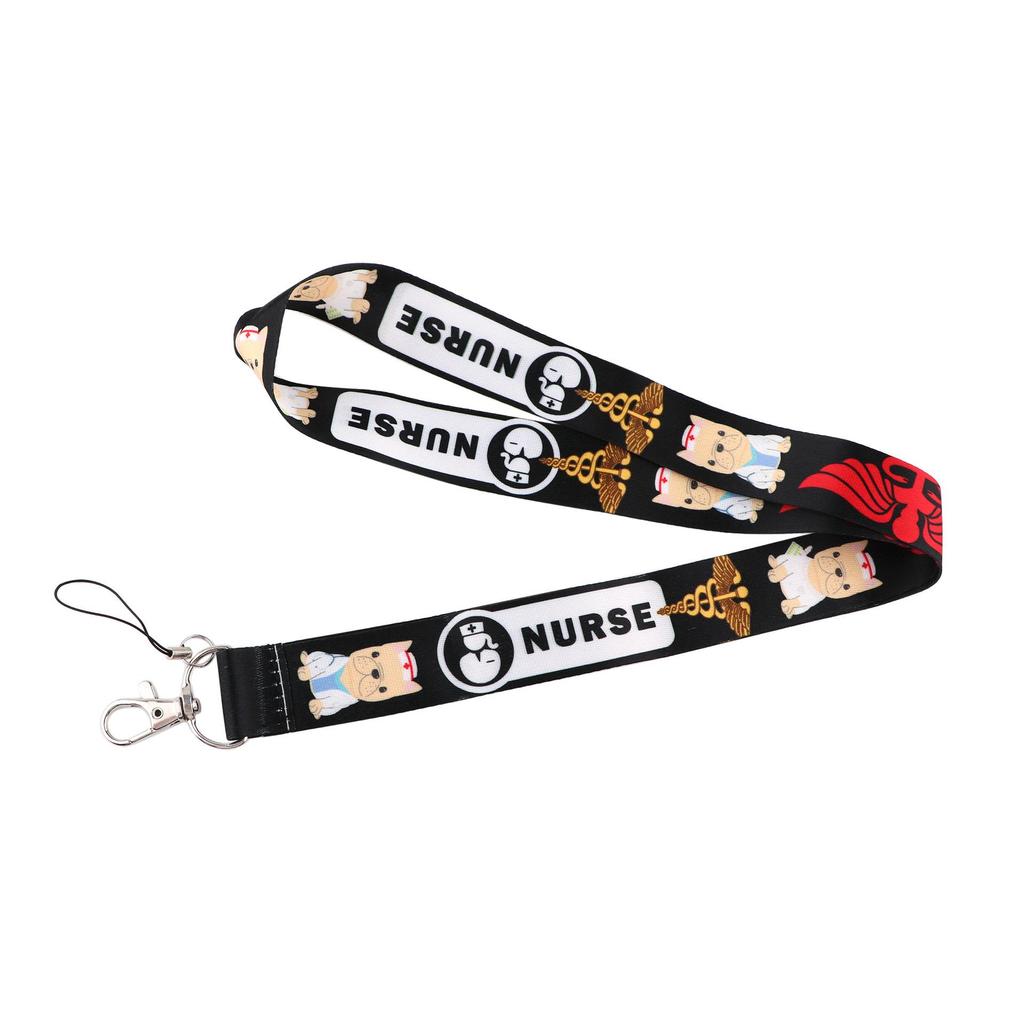 Double-Sided Printed Cat Doctor Cartoon Lanyard for Phone & ID Cards