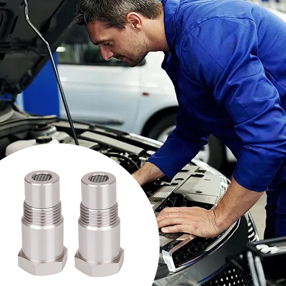 O2 Sensor Spacer Stainless Steel 2 Pieces Oxygen Sensor Adapter Automotive Replacement Connector For Engine Bypass Drain Spark