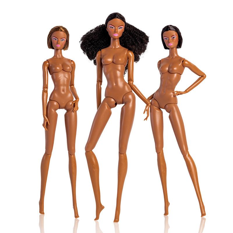 New 32Cm Supermodel Doll Toy 1/6 Dress Up Doll Short Hair Black Skin 12 Joint Movable Body + Head Diy Toy Girl Birthday Gifts