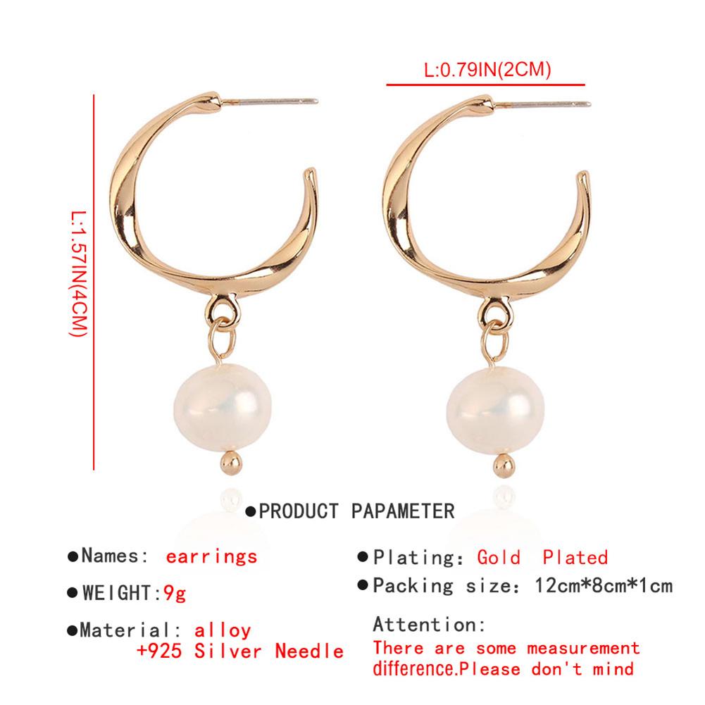 Women Metal Retro Eardrop Pearls Earrings Fashionable Lady Ear Jewelry Decoration