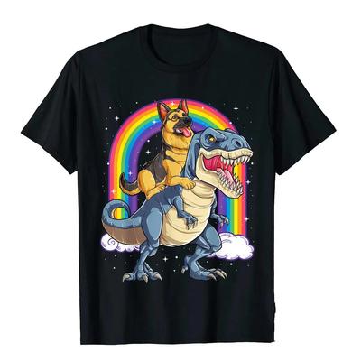 Německý ovčák na koni Dinosaur Tričko s 3D potiskem pro muže Duhové tričko Bavlněný design Topy Tričko Módní pánské