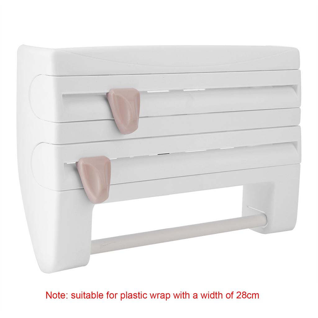 Kitchen Sauce Bottle Storage Rack Paper Towel Holder Mount Kitchen Tool Cling Film Cut