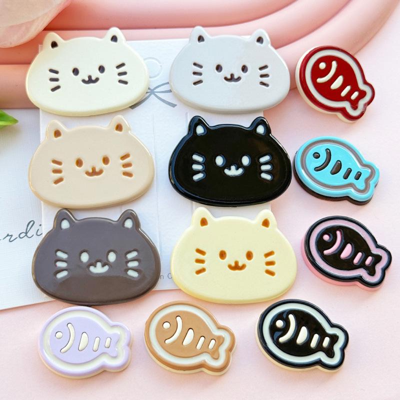 Cute Kitten & Fish Acrylic Charms: Jewelry, Phone Case, Crocs, Hair Clips & Accessories