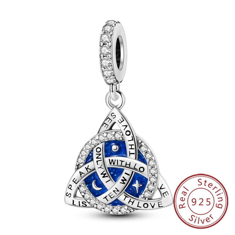 Copper Charms Beads Love Heart Lucky Stars Plane Blue Zircon Charms Pendants Fit Bracelet Charm Women Jewelry