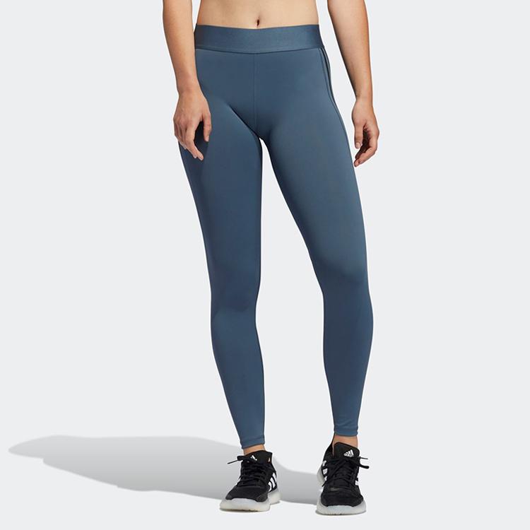 Adidas Solid High-Waisted Slim Fit Sports Trousers Women Bottoms Heritage-Blue GC8185