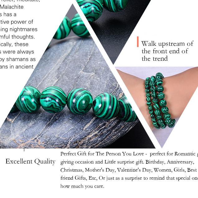 Latest Models 6 8 10mm Green Malachite Bracelet Men Women Bangle for Best Friend Gift Handmade Beaded Natural Stones